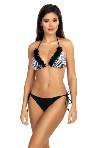 Strój kąpielowy dwuczęściowy z ozdobnymi kwiatami L1111