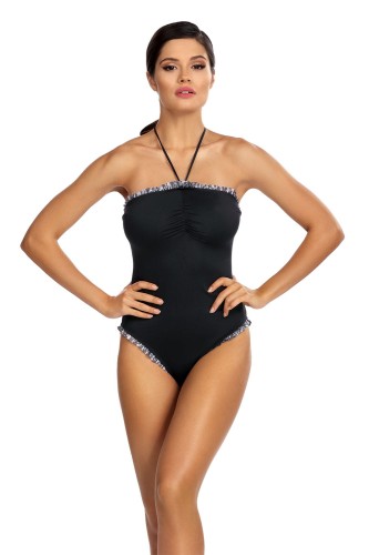 Kostium kąpielowy jednoczęściowy ze srebrnymi falbankami L4422