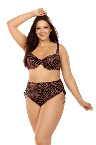 Strój kąpielowy dwuczęściowy brązowo-czarny Plus Size L3111