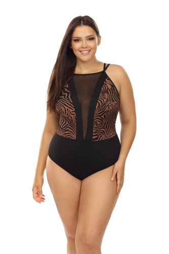 Strój kąpielowy z siatką Plus Size jednoczęściowy L4441