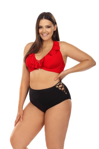 Dwuczęściowy strój kąpielowy Plus Size z falbanką L3107