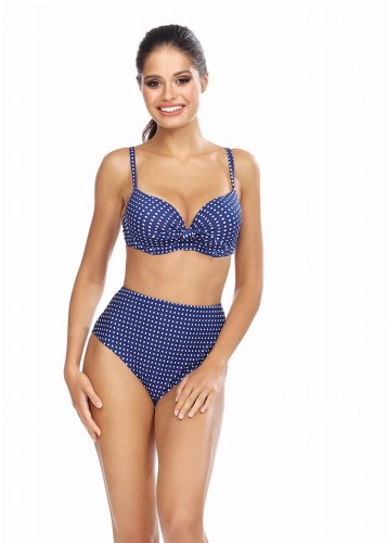 Strój kąpielowy niebieski w białe kropeczki L2464