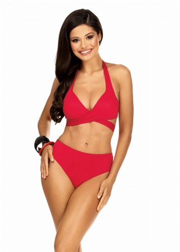 Dwuczęściowy, czerwony kostium kąpielowy L2421