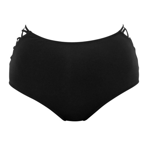 Czarne wysokie figi z plecionką po bokach L8030