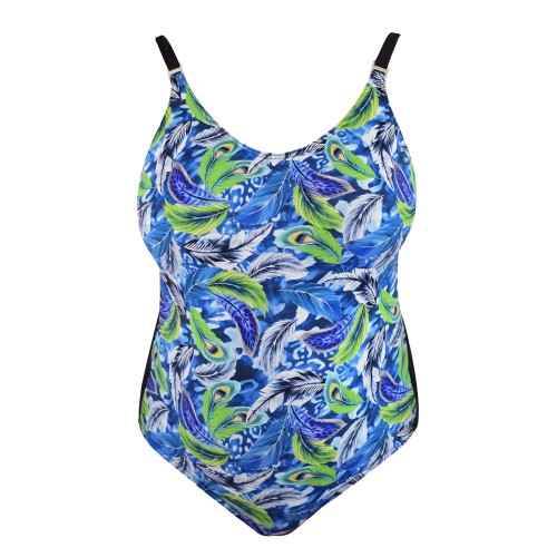 Kolorowy kostium jednoczęściowy wiązany po boku Plus Size L4611 V1