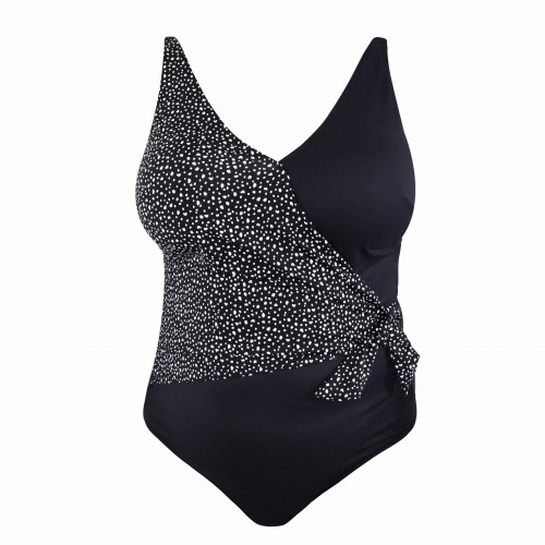 Jednoczęściowy kostium kąpielowy wiązany po boku Plus Size w kropeczki L4616 V1                       